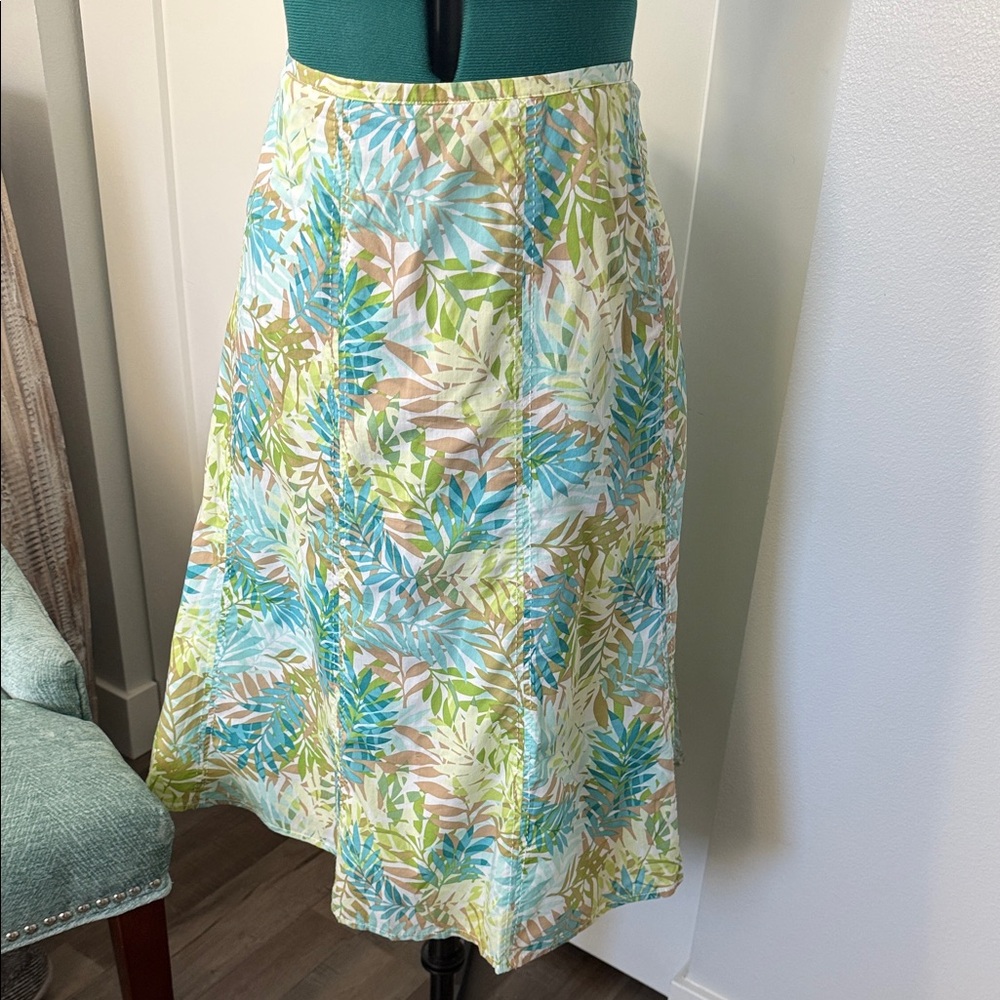 Eddie Bauer Leaf Print A-Line Skirt